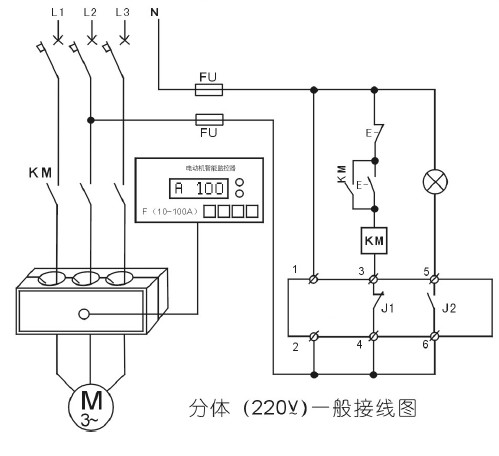 电动机hjc黄金城监控器220v一般接线图